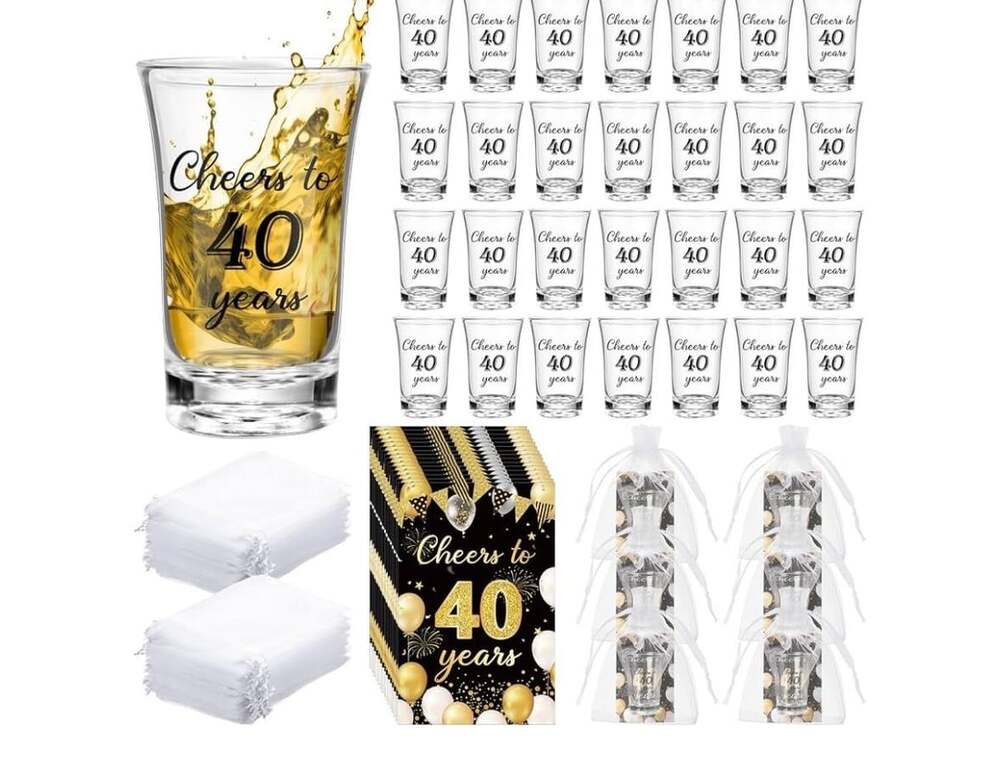 Cheers To 40 Years 40th Birthday Party Favors Shot Glasses